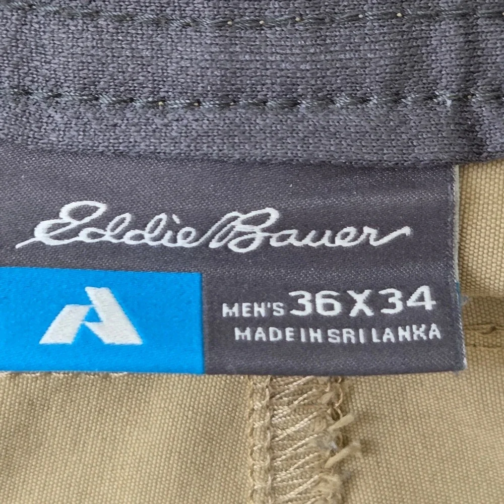 Eddie Bauer Mens Tan Nylon First Ascent Guide Pants 36x34 Cargo Hiking Outdoor